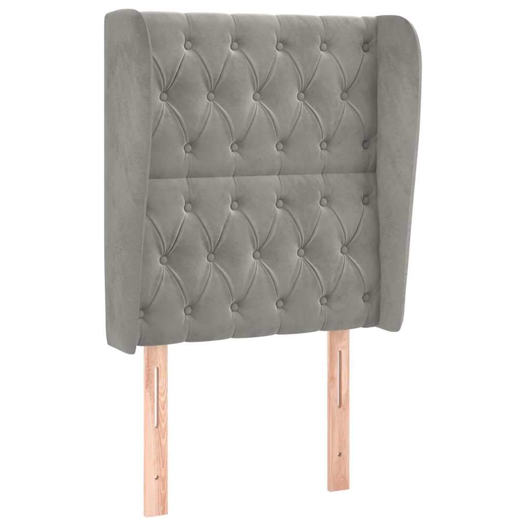 Testiera ad Orecchio Grigio Chiaro 83x23x118/128 cm in Velluto