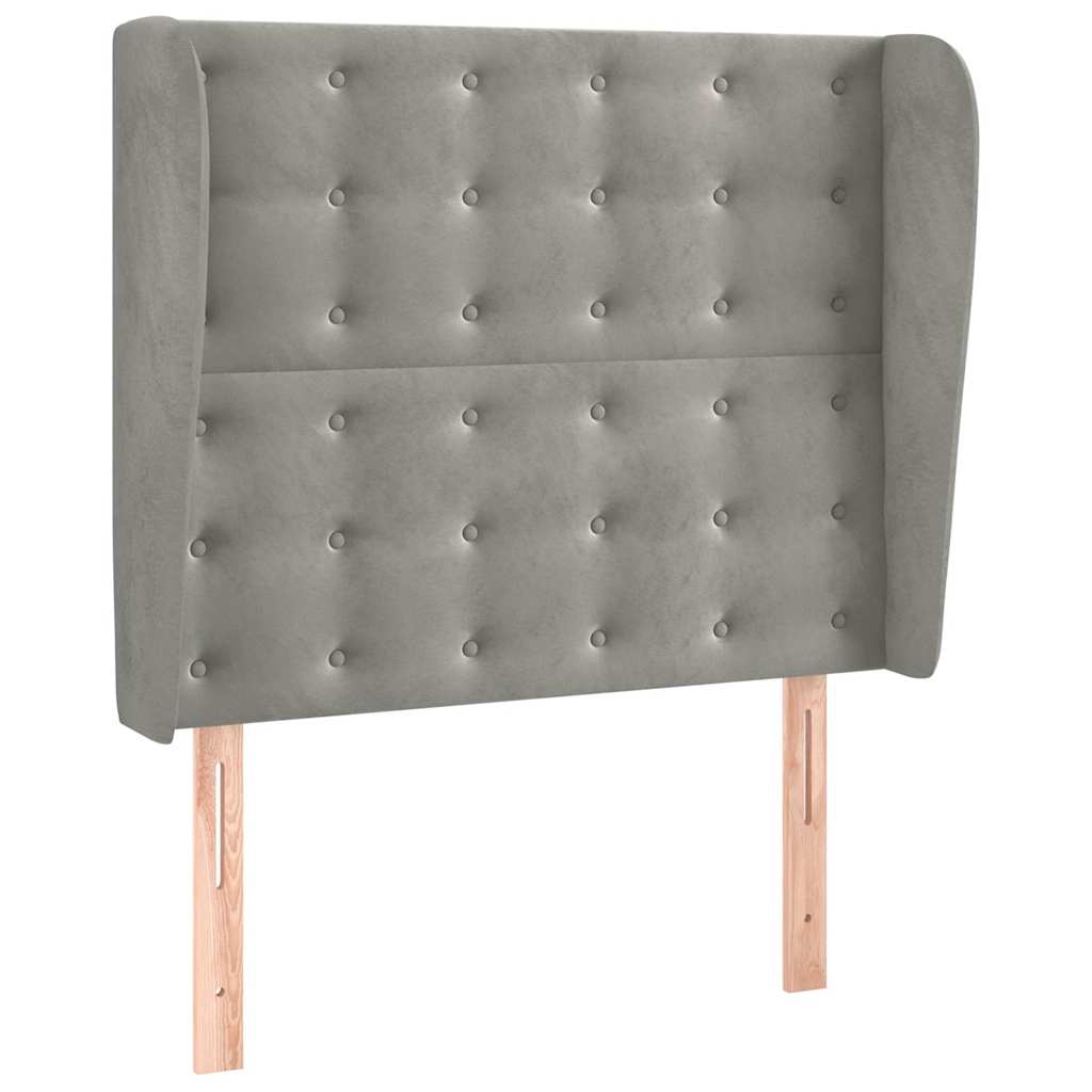 Testiera ad Orecchio Grigio Chiaro 93x23x118/128 cm in Velluto