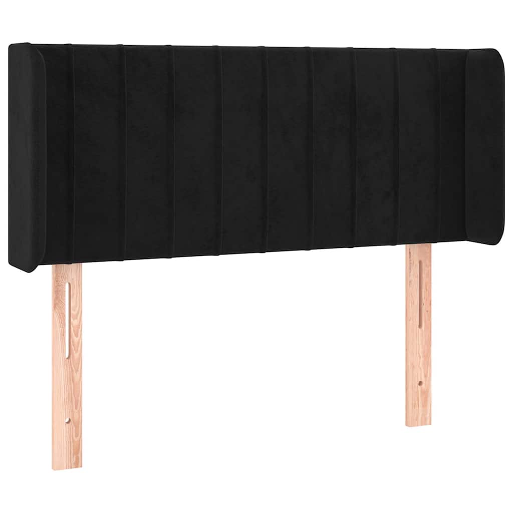 Testiera ad Orecchio Nera 93x16x78/88 cm in Velluto