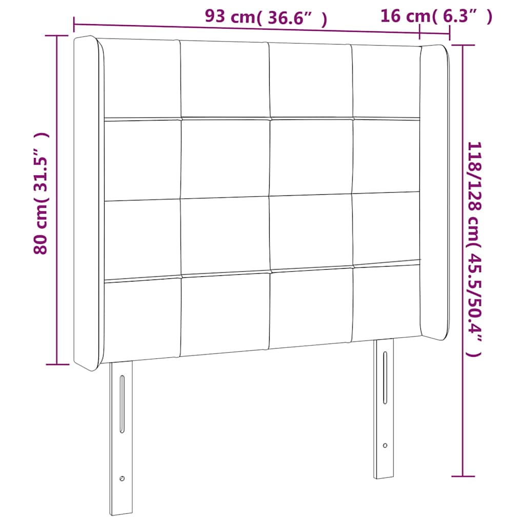 Testiera ad Orecchio Marrone Scuro 93x16x118/128 cm in Tessuto