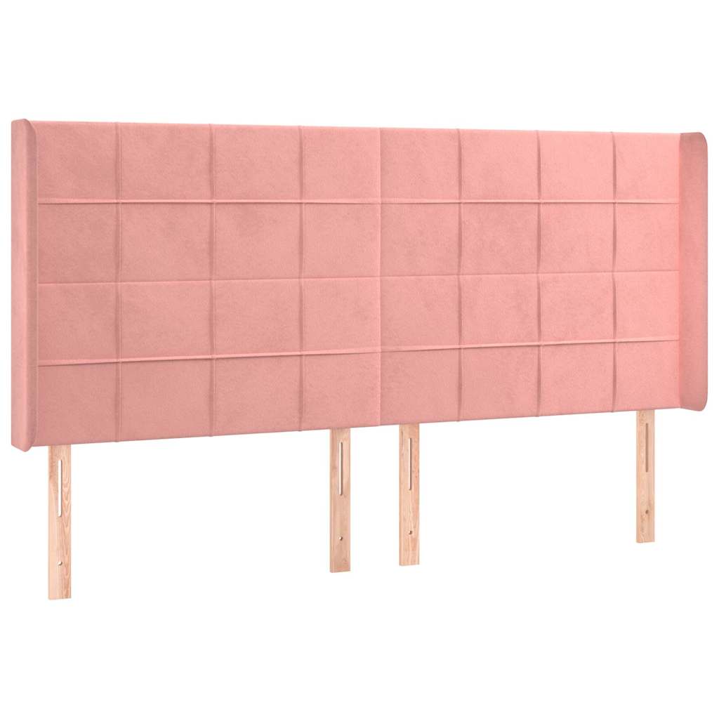 Testiera ad Orecchio Rosa 203x16x118/128 cm in Velluto