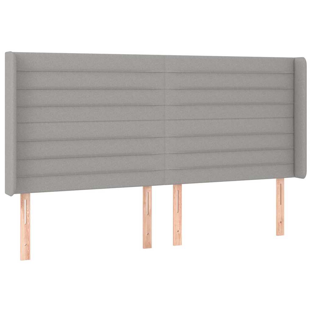 Testiera ad Orecchio Grigio Chiaro 183x16x118/128 cm in Tessuto
