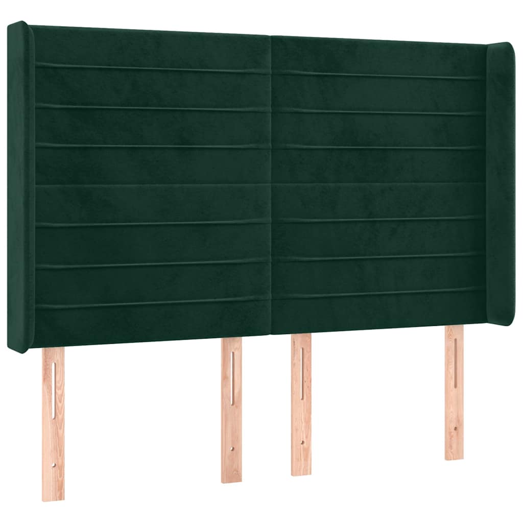 Testiera ad Orecchio Verde Scuro 147x23x118/128cm in Velluto