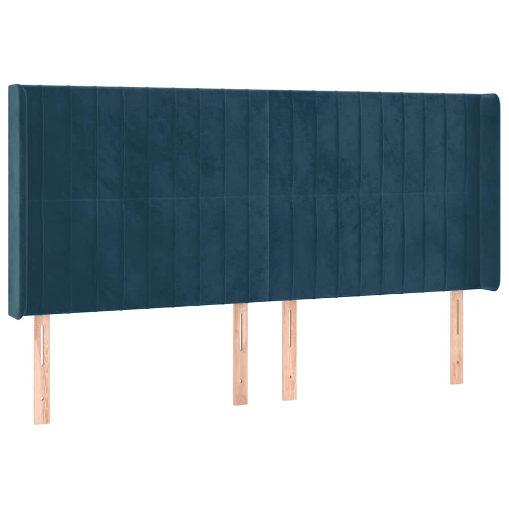 Testiera ad Orecchio Blu Scuro 163x16x118/128 cm in Velluto