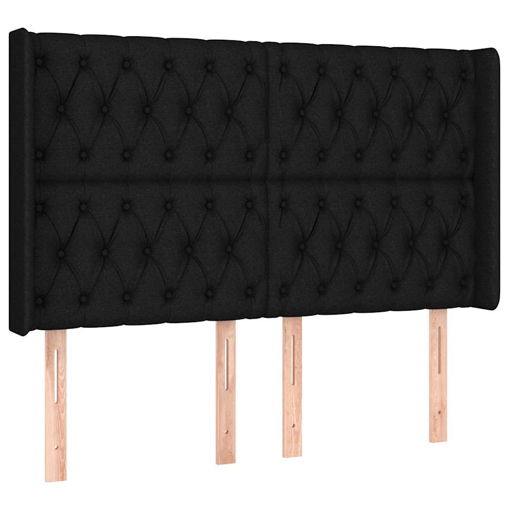 Testiera ad Orecchio Nera 163x16x118/128 cm in Tessuto