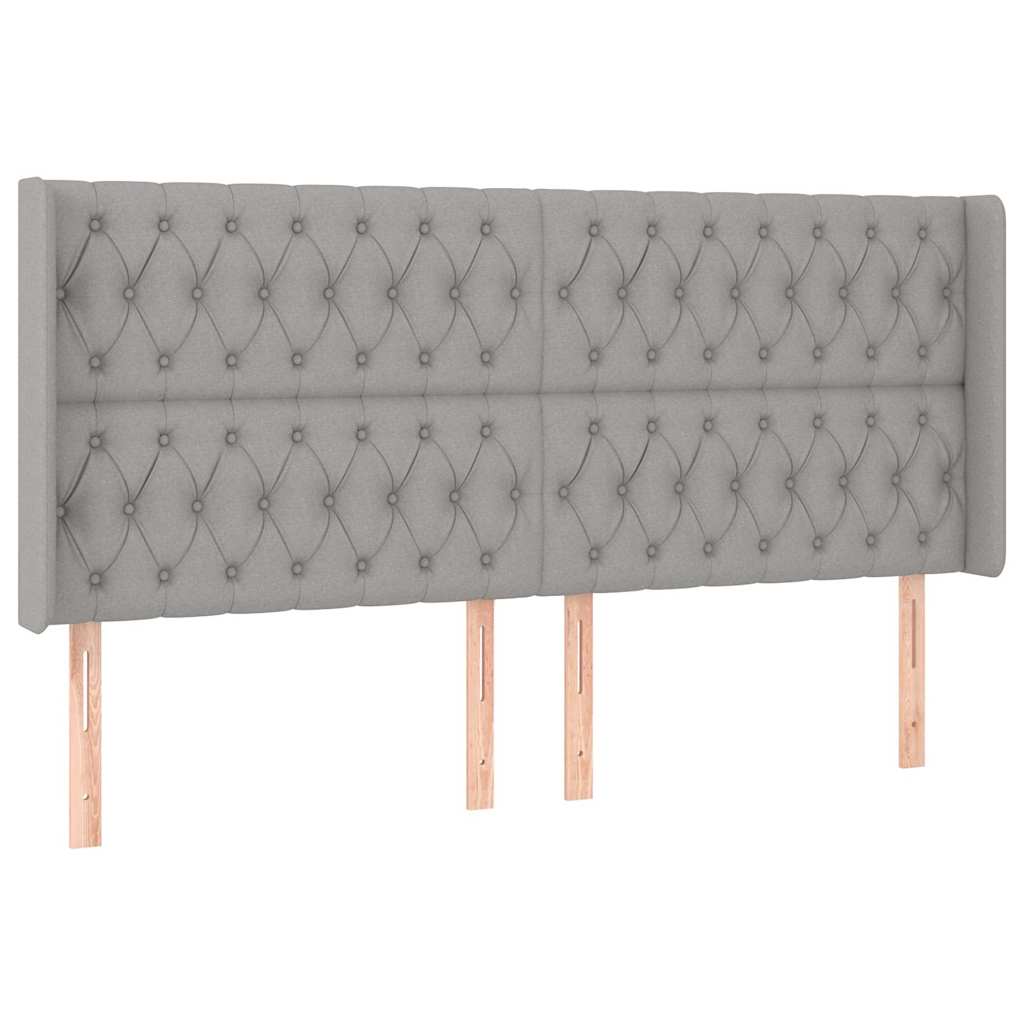 Testiera ad Orecchio Grigio Chiaro 183x16x118/128 cm in Tessuto