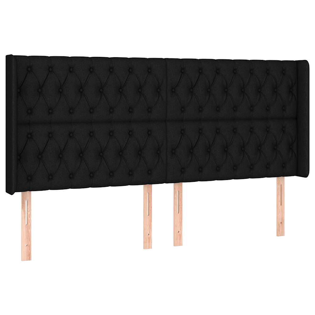 Testiera ad Orecchio Nera 203x16x118/128 cm in Tessuto