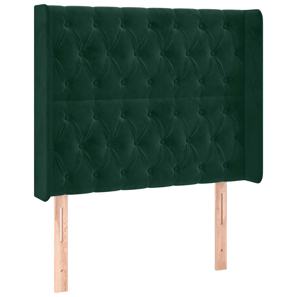 Testiera ad Orecchio Verde Scuro 93x16x118/128 cm in Velluto
