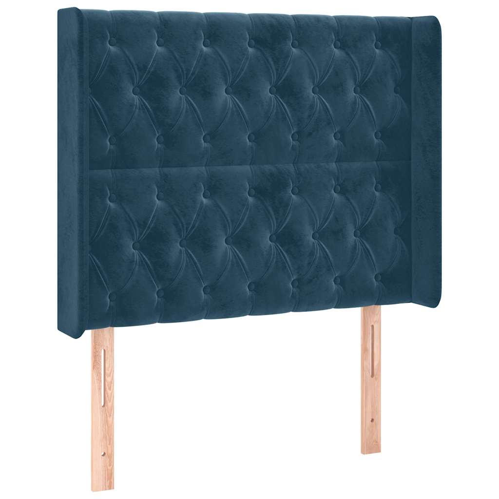 Testiera ad Orecchio Blu Scuro 93x16x118/128 cm in Velluto