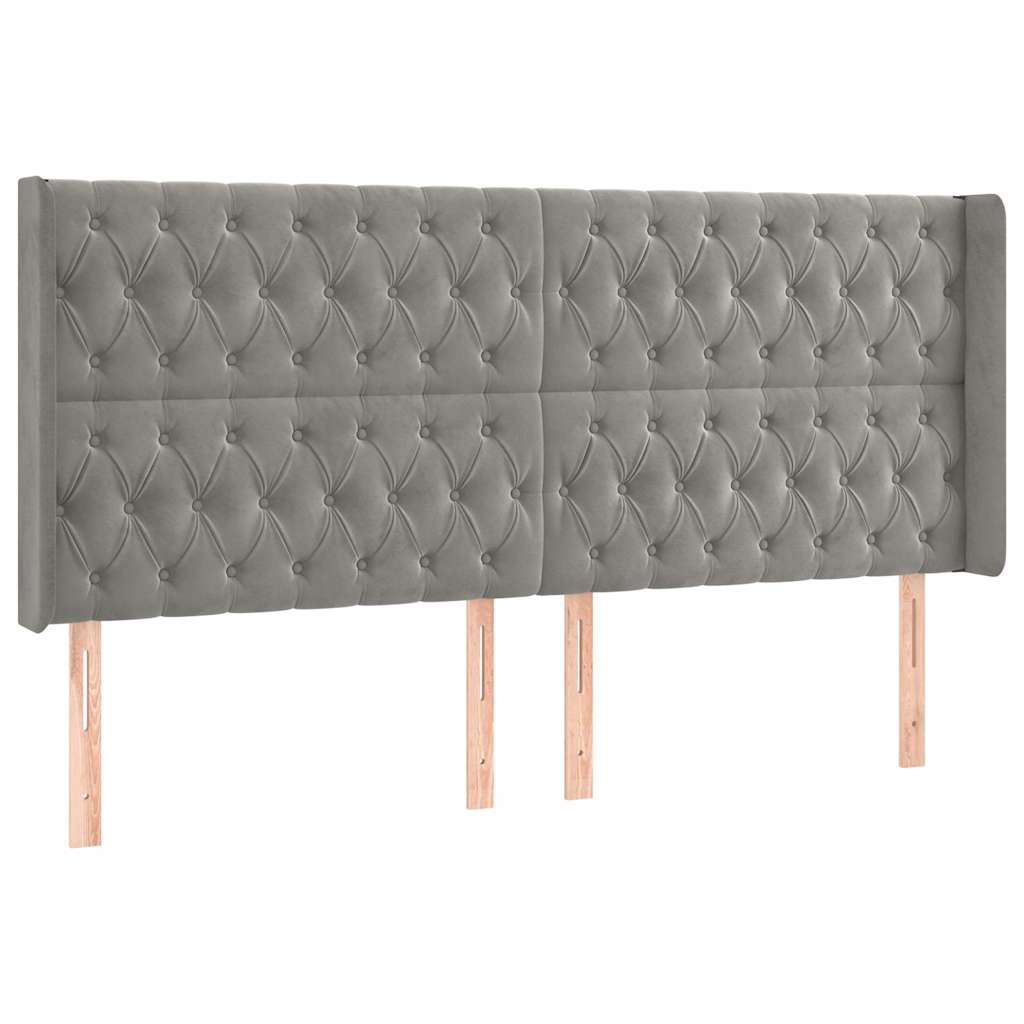 Testiera ad Orecchio Grigio Chiaro 203x16x118/128 cm in Velluto