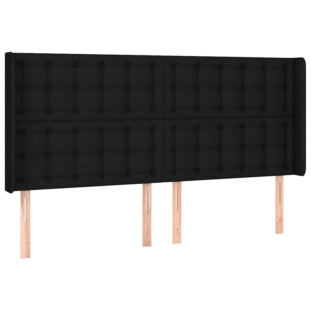 Testiera ad Orecchio Nera 183x16x118/128 cm in Tessuto