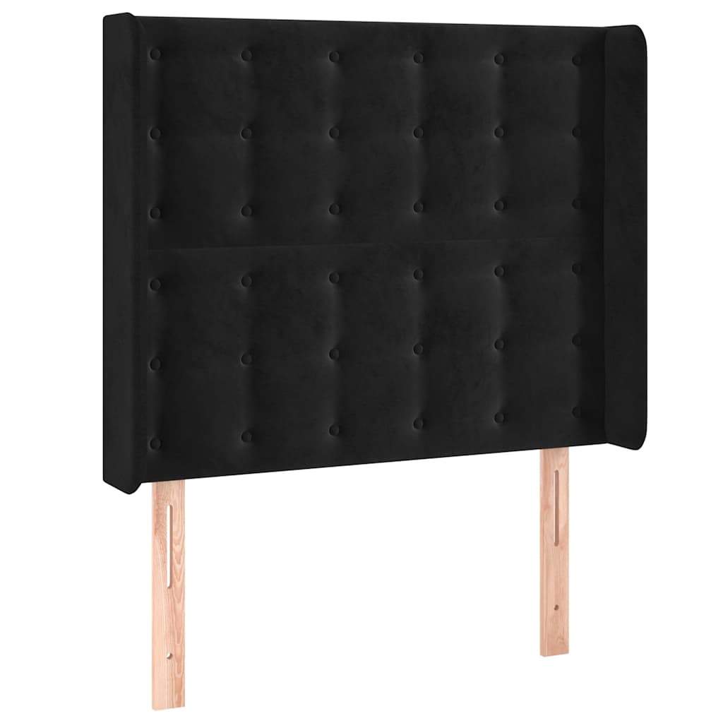 Testiera ad Orecchio Nera 103x16x118/128 cm in Velluto