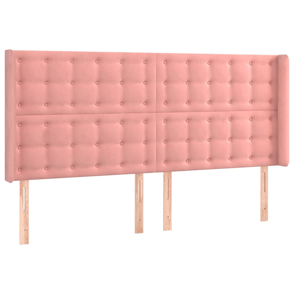 Testiera ad Orecchio Rosa 163x16x118/128 cm in Velluto