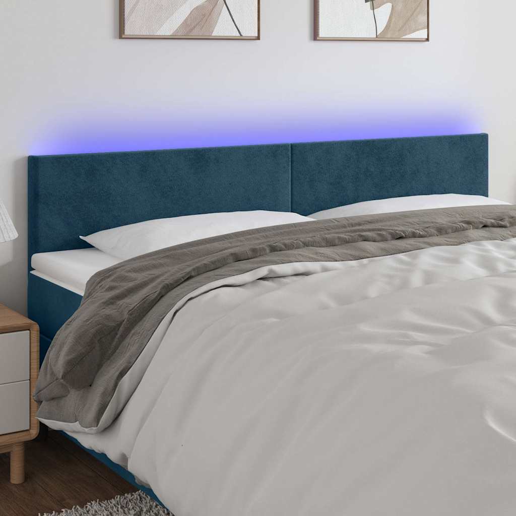 Testiera a LED Blu Scuro 180x5x78/88 cm in Velluto