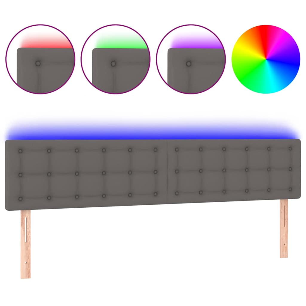 Testiera a LED Grigio 180x5x78/88 cm in Similpelle