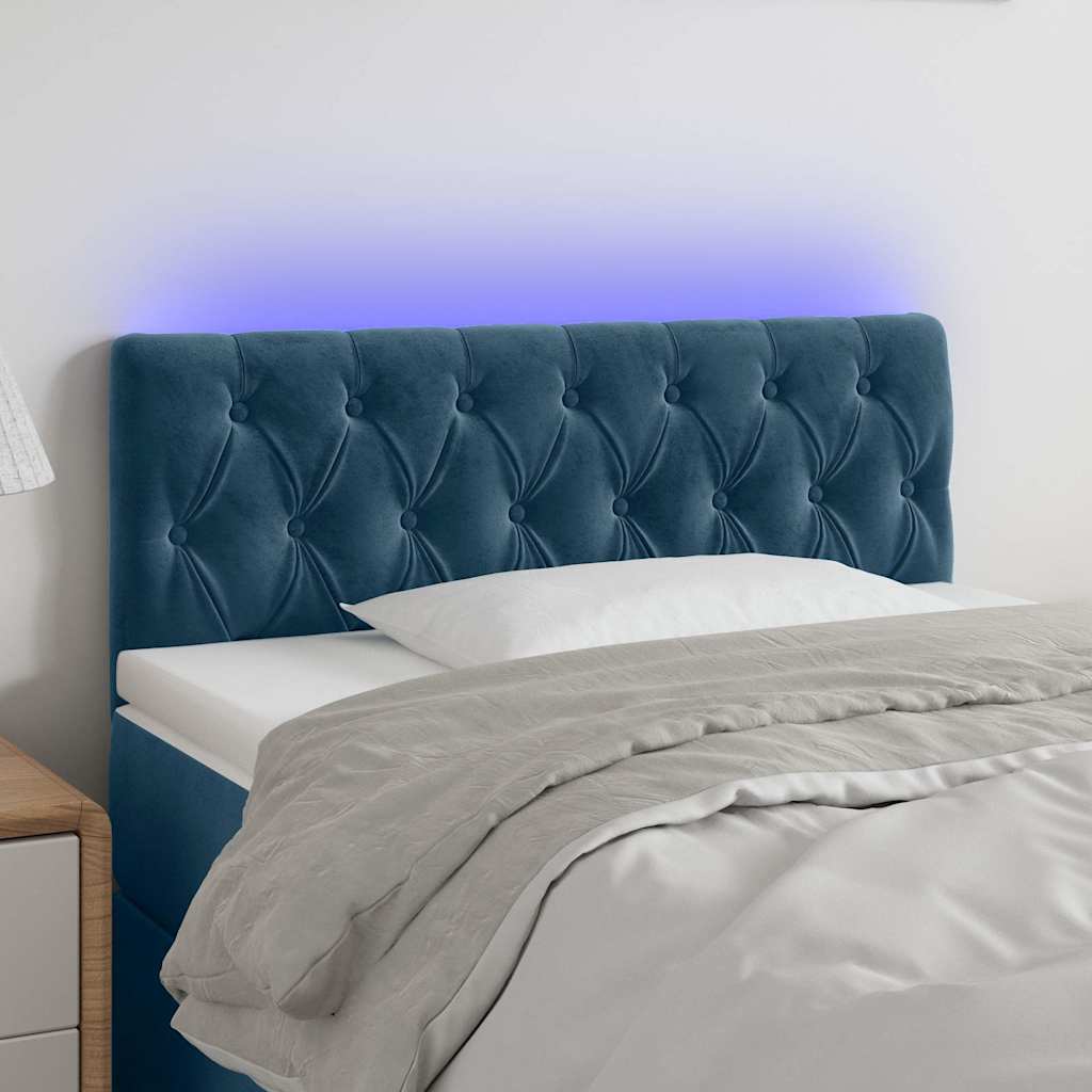 Testiera a LED Blu Scuro 90x7x78/88 cm in Velluto