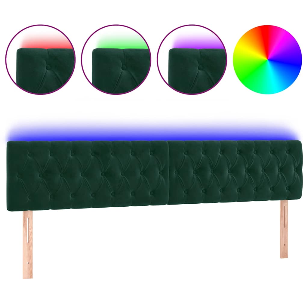 Testiera a LED Verde Scuro 180x7x78/88 cm in Velluto