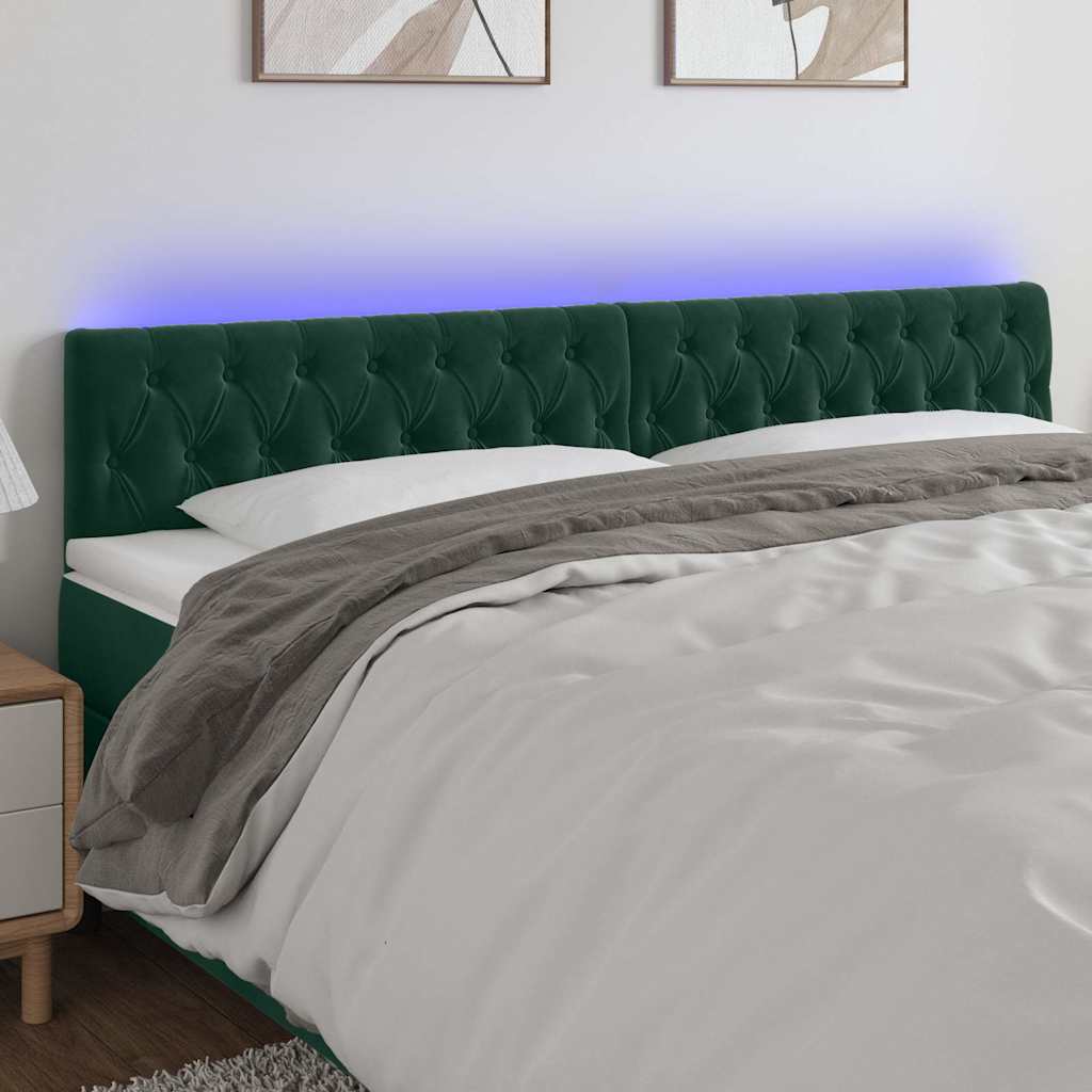Testiera a LED Verde Scuro 180x7x78/88 cm in Velluto