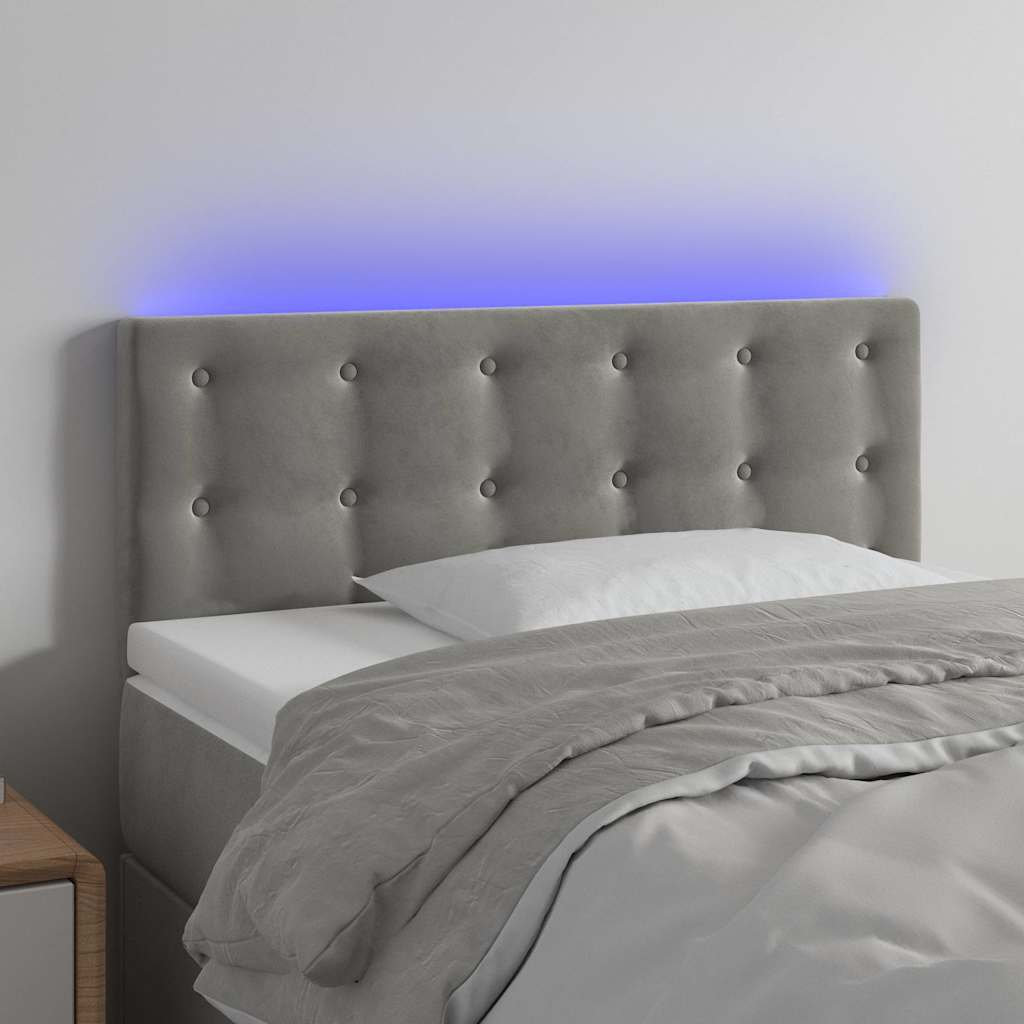 Testiera a LED Grigio Chiaro 90x5x78/88 cm in Velluto