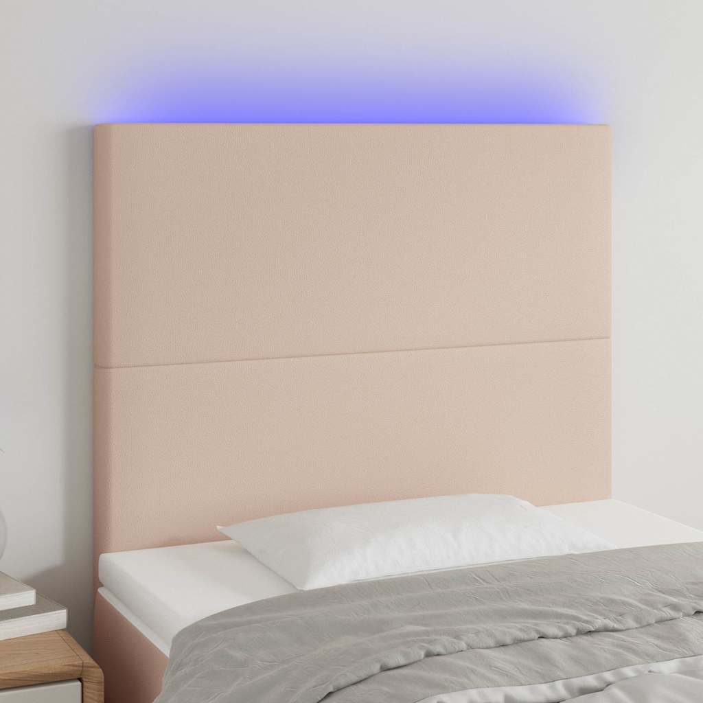 Testiera a LED Cappuccino 80x5x118/128 cm in Similpelle