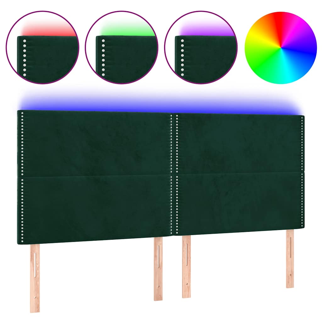 Testiera a LED Verde Scuro 180x5x118/128cm in Velluto
