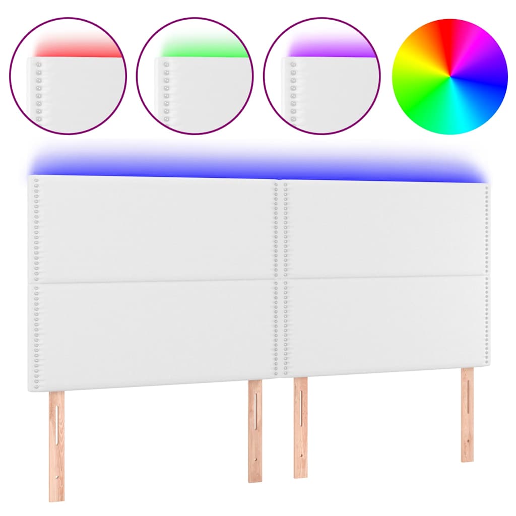 Testiera a LED rosa 200x5x118/128 cm in Similpelle