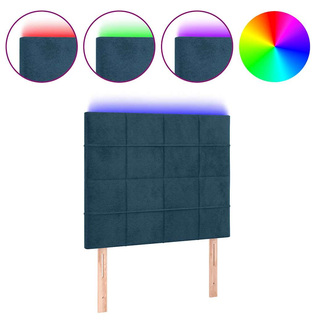 Testiera a LED Blu scuro 80x5x118/128 cm in Velluto