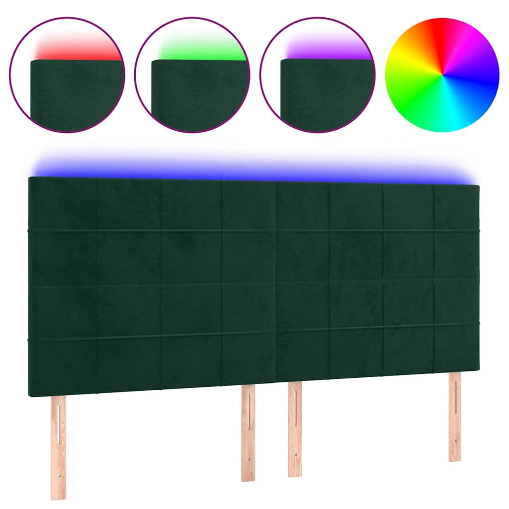 Testiera a LED Verde Scuro 180x5x118/128cm in Velluto