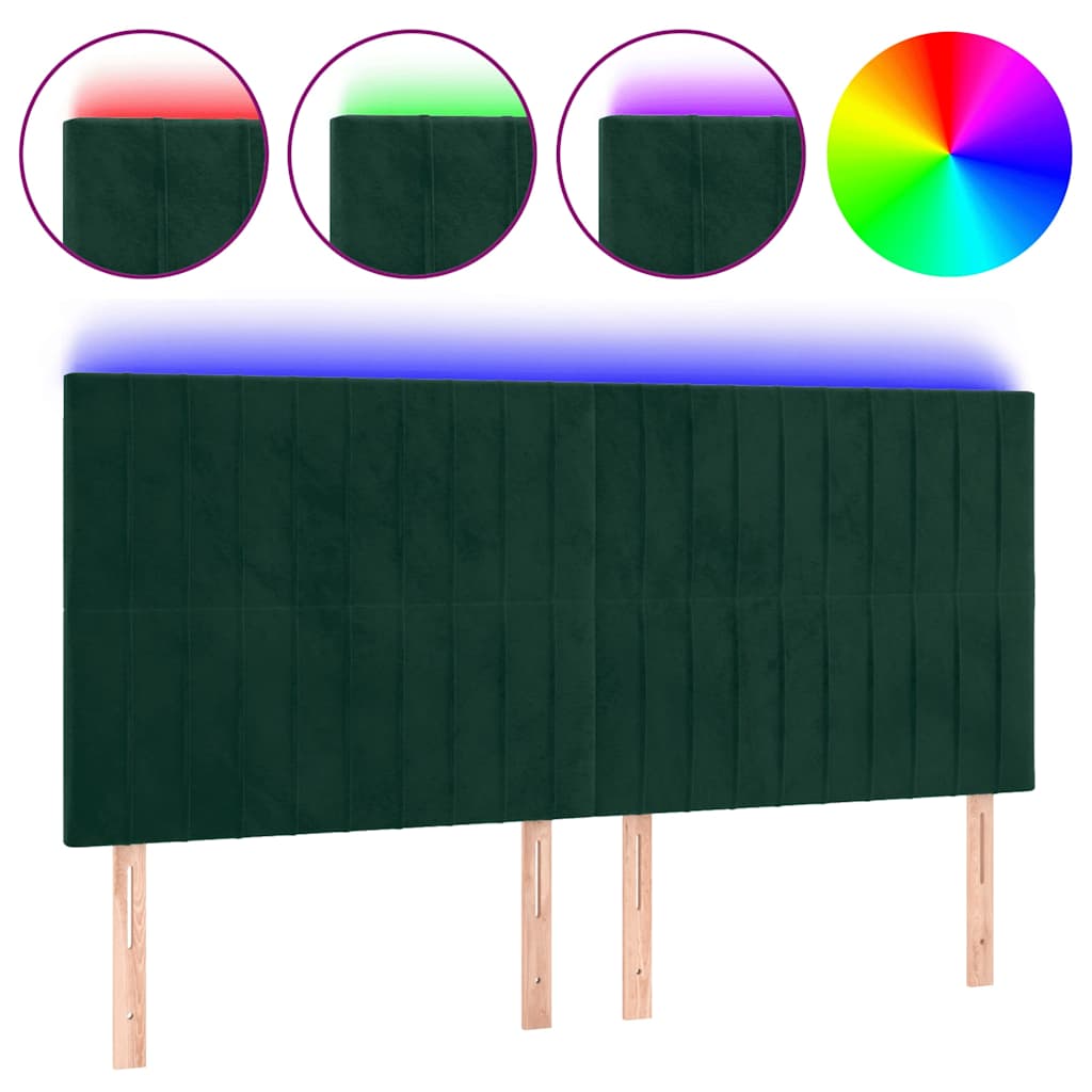 Testiera a LED Verde Scuro 200x5x118/128 cm in Velluto