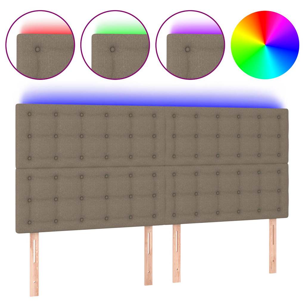 Testiera a LED Tortora 180x5x118/128 cm in Tessuto