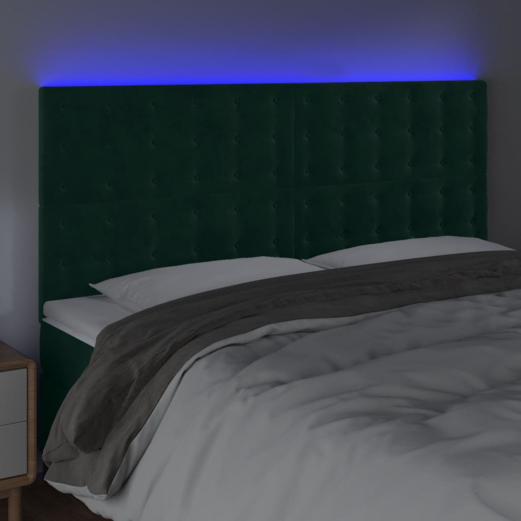 Testiera a LED Verde Scuro 180x5x118/128cm in Velluto