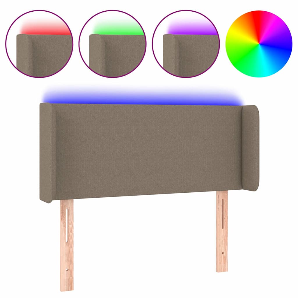 Testiera a LED Tortora 93x16x78/88 cm in Tessuto