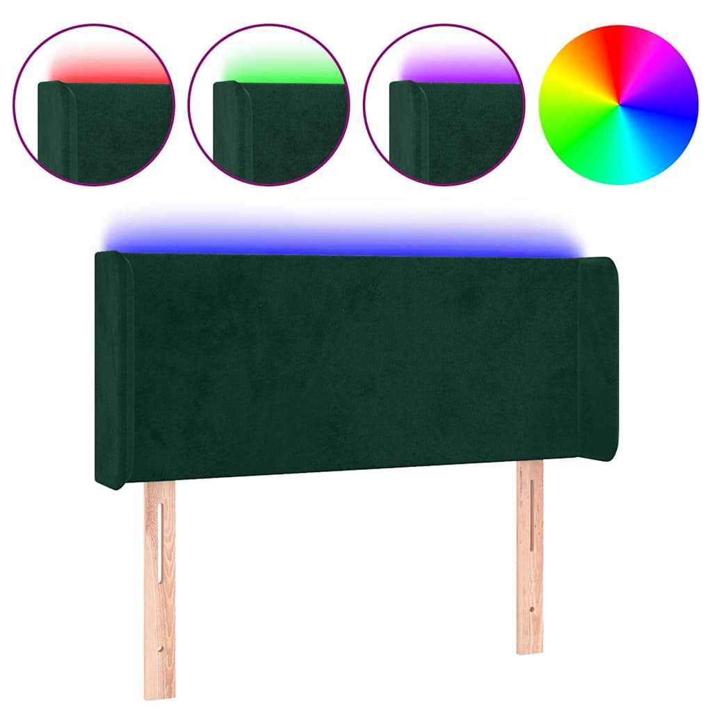Testiera a LED Verde Scuro 83x16x78/88 cm in Velluto