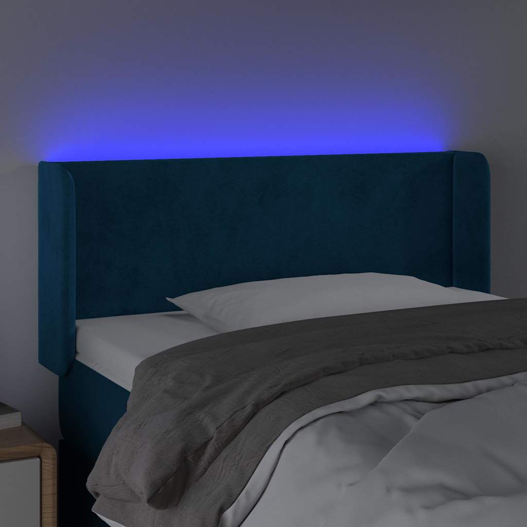 Testiera a LED Blu Scuro 103x16x78/88 cm in Velluto