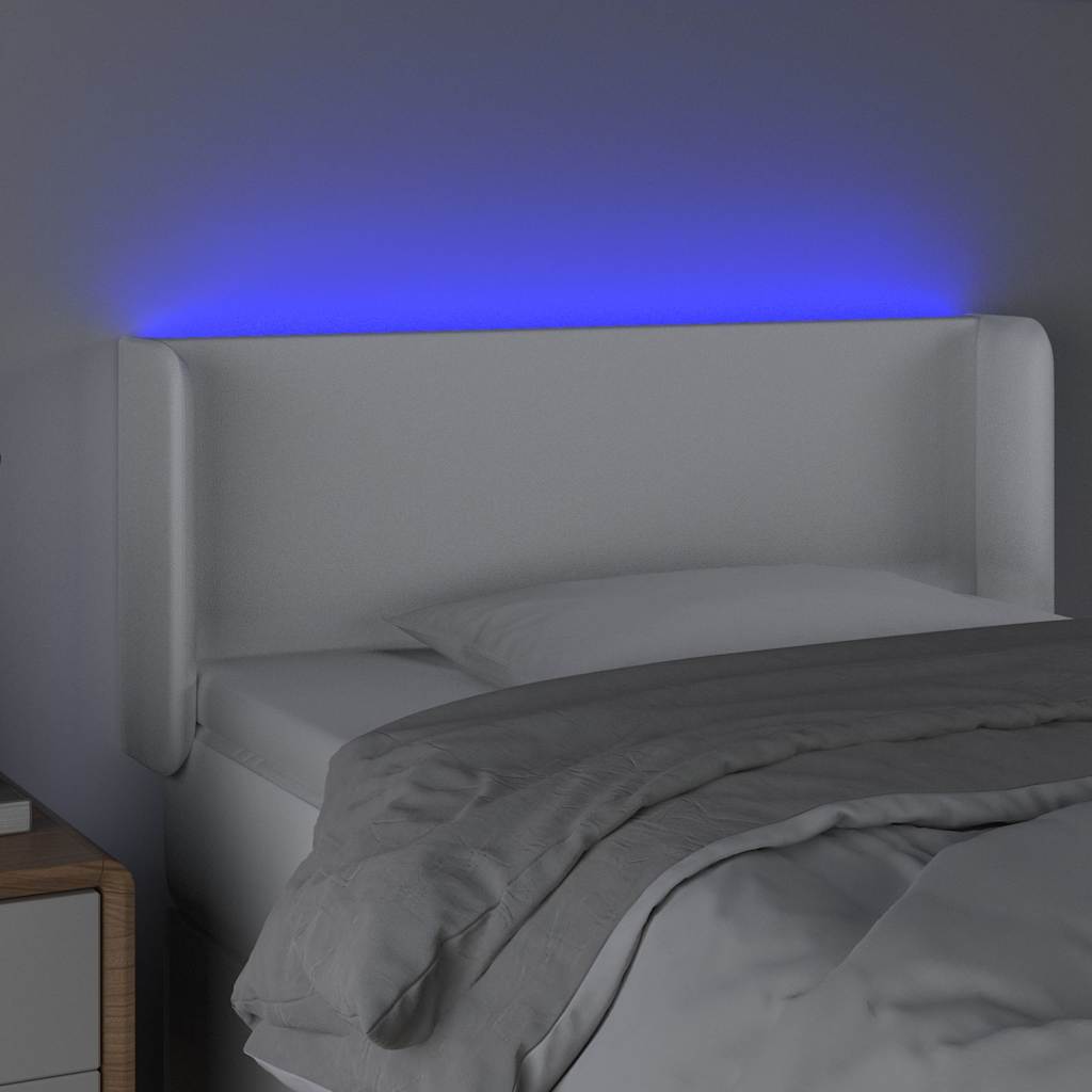 Testiera a LED Bianca 83x16x78/88 cm in Similpelle