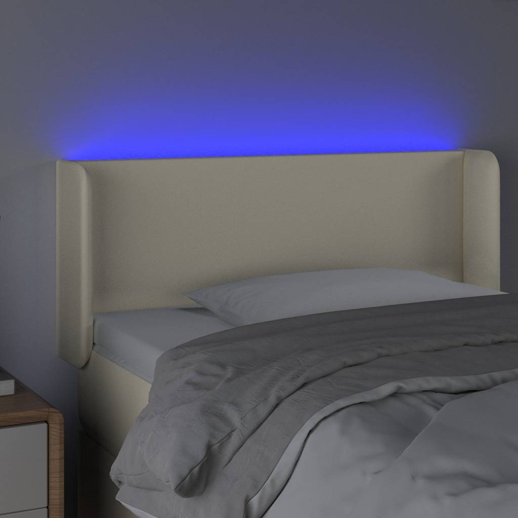 Testiera a LED Crema 83x16x78/88 cm in Similpelle