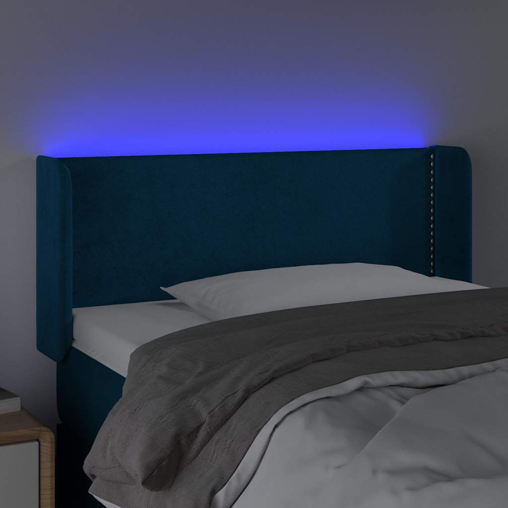 Testiera a LED Blu Scuro 103x16x78/88 cm in Velluto