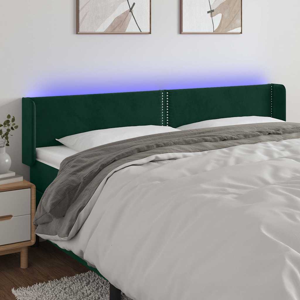 Testiera a LED Verde Scuro 203x16x78/88 cm in Velluto