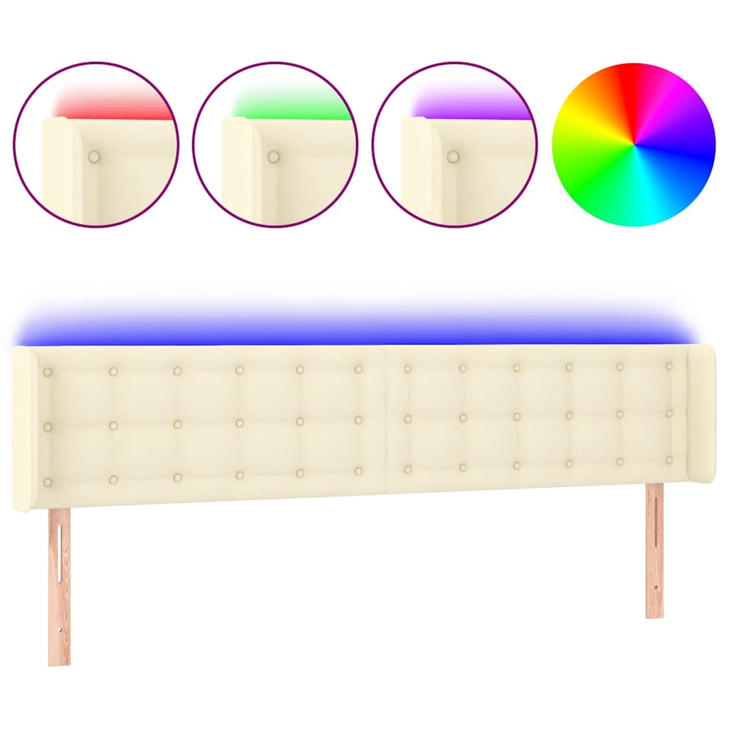 Testiera a LED Crema 183x16x78/88 cm in Similpelle