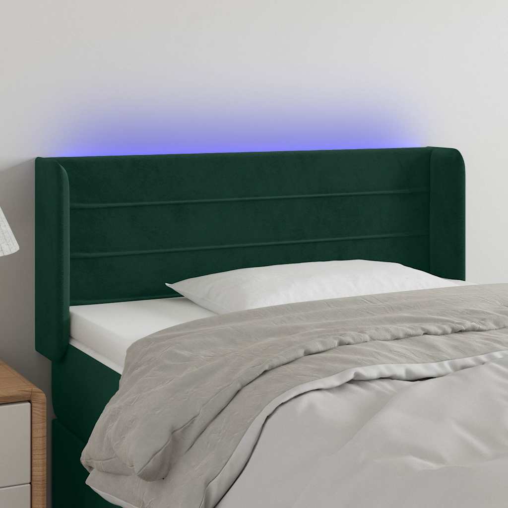 Testiera a LED Verde Scuro 83x16x78/88 cm in Velluto