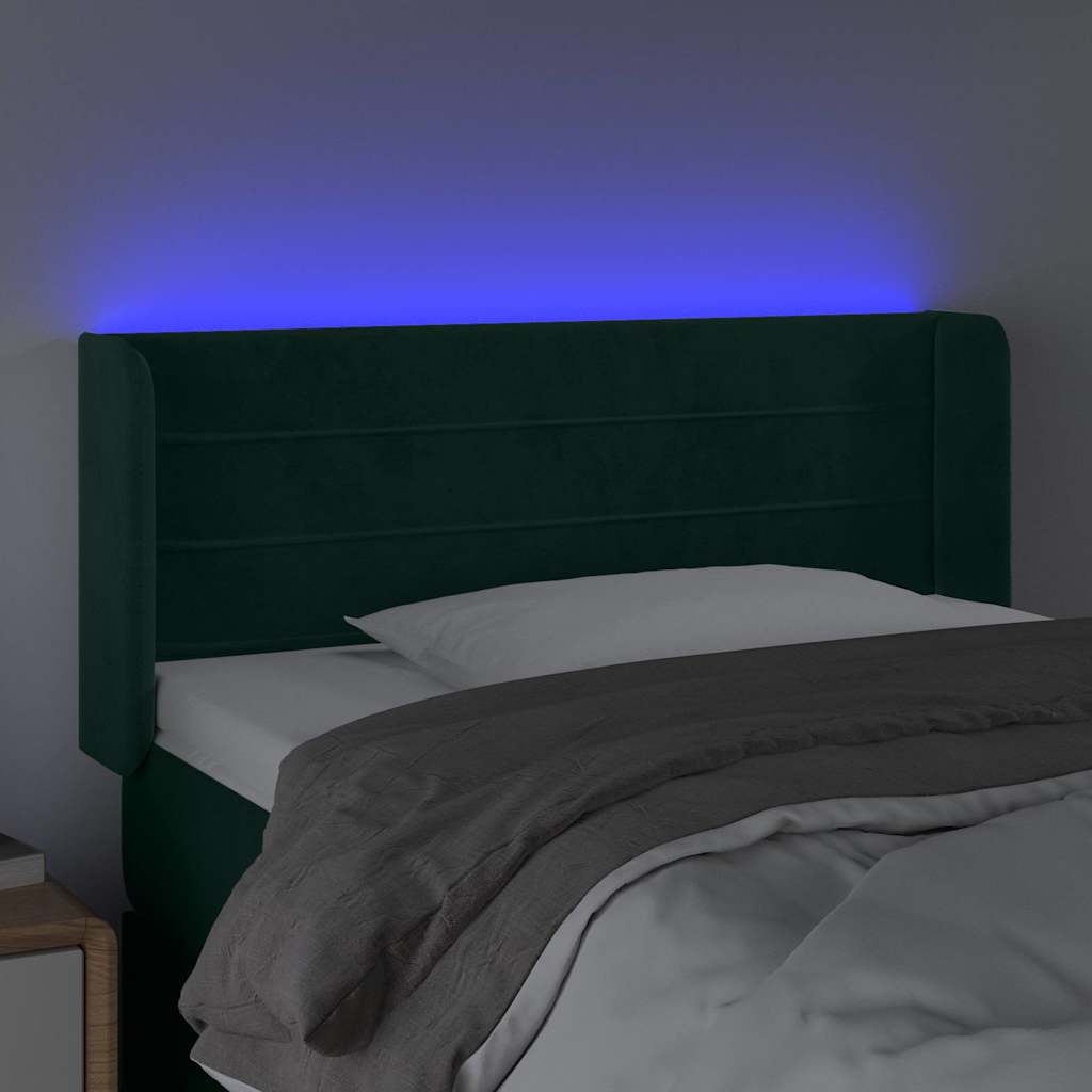 Testiera a LED Verde Scuro 103x16x78/88 cm in Velluto