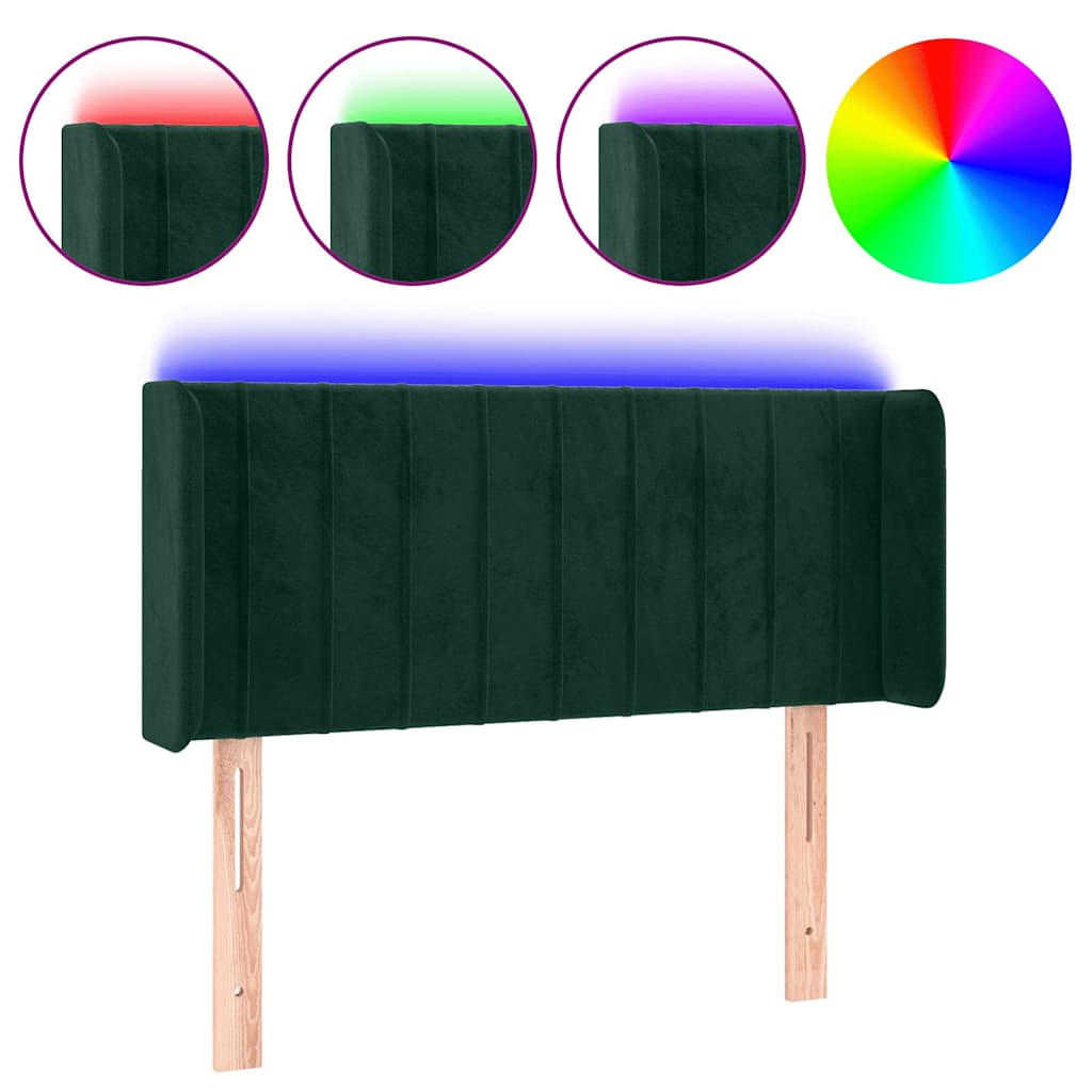 Testiera a LED Verde Scuro 83x16x78/88 cm in Velluto