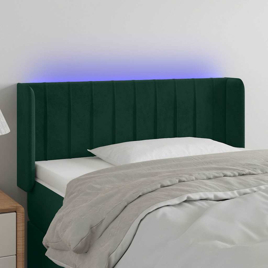 Testiera a LED Verde Scuro 103x16x78/88 cm in Velluto
