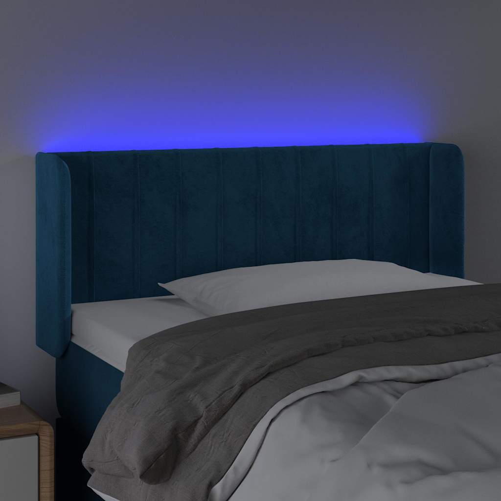 Testiera a LED Blu Scuro 103x16x78/88 cm in Velluto