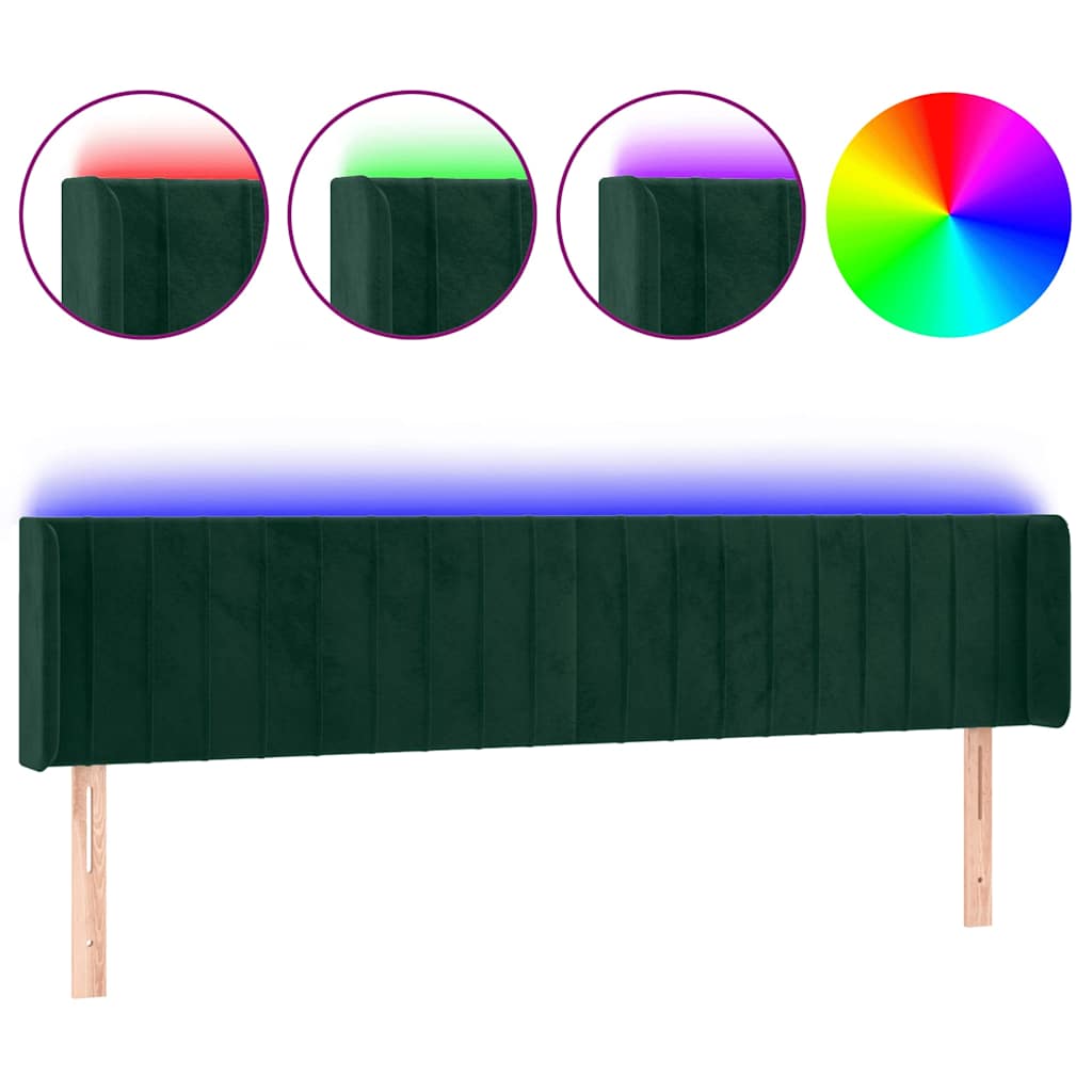 Testiera a LED Verde Scuro 163x16x78/88 cm in Velluto