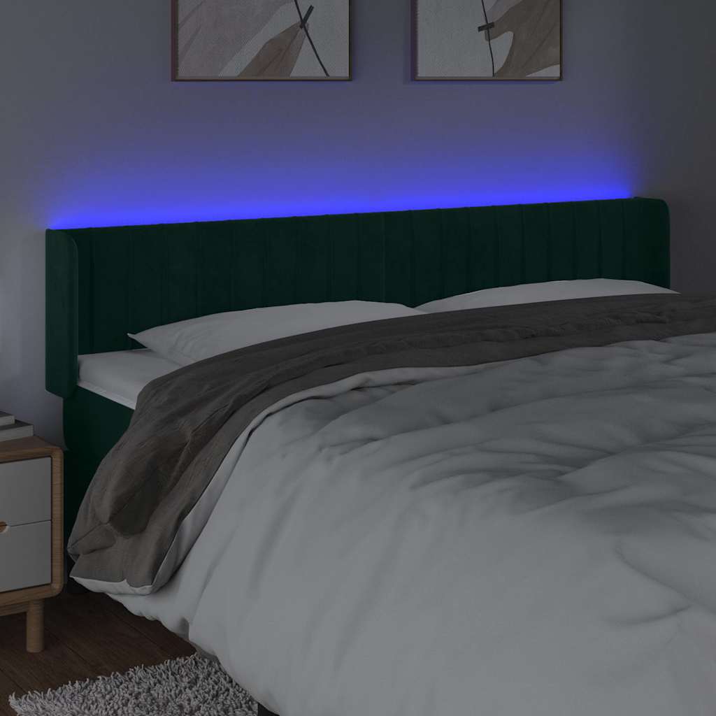 Testiera a LED Verde Scuro 163x16x78/88 cm in Velluto