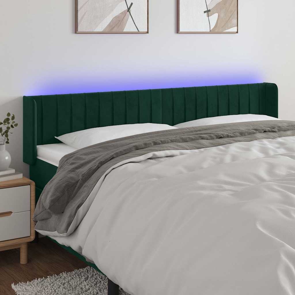 Testiera a LED Verde Scuro 163x16x78/88 cm in Velluto
