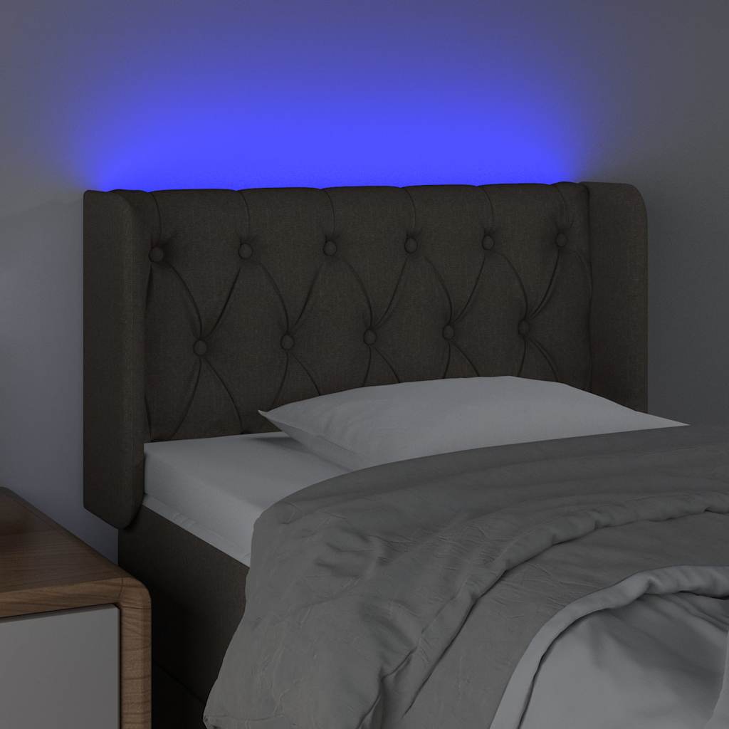 Testiera a LED Tortora 83x16x78/88 cm in Tessuto