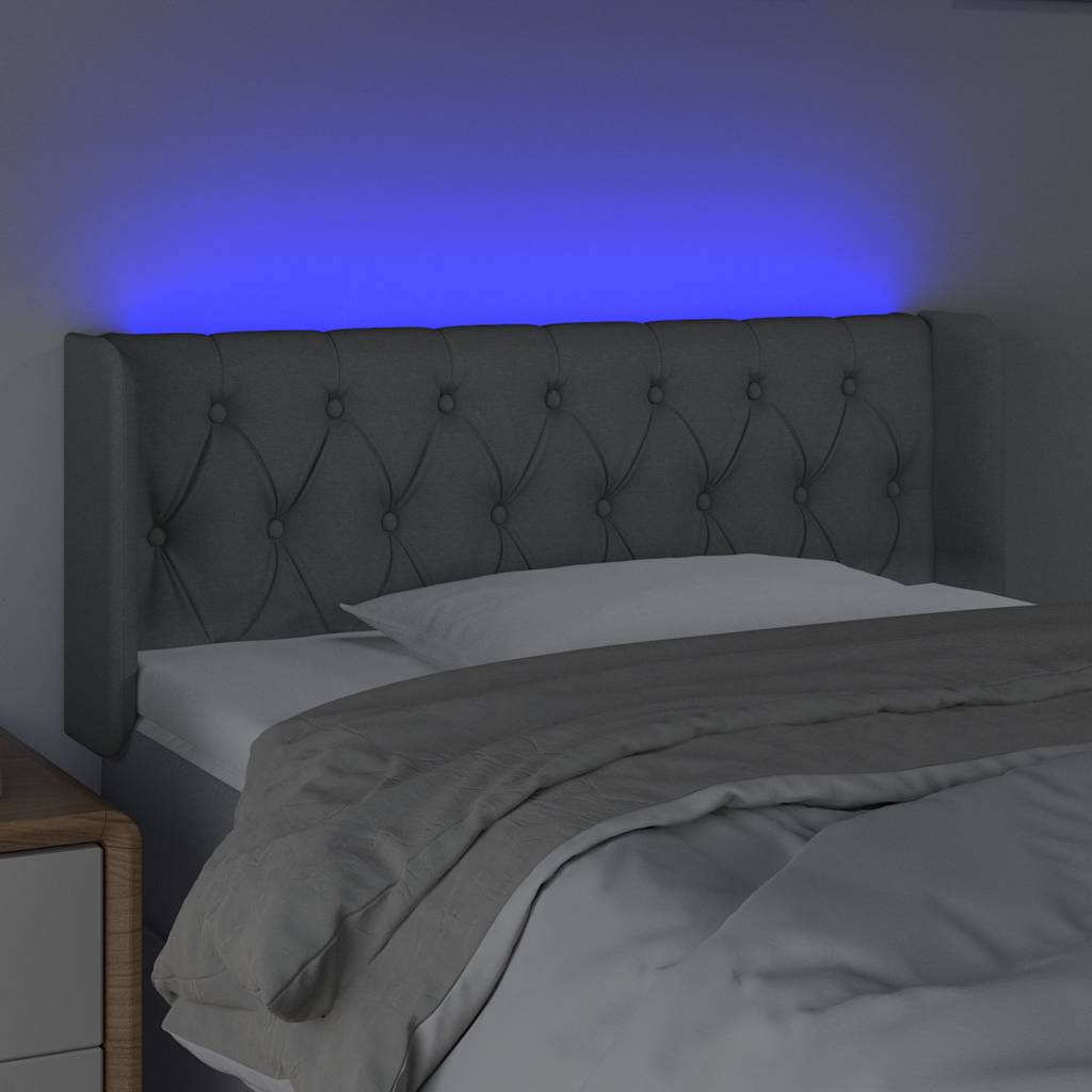 Testiera Grigio Chiaro a LED 93x16x78/88 cm in Tessuto