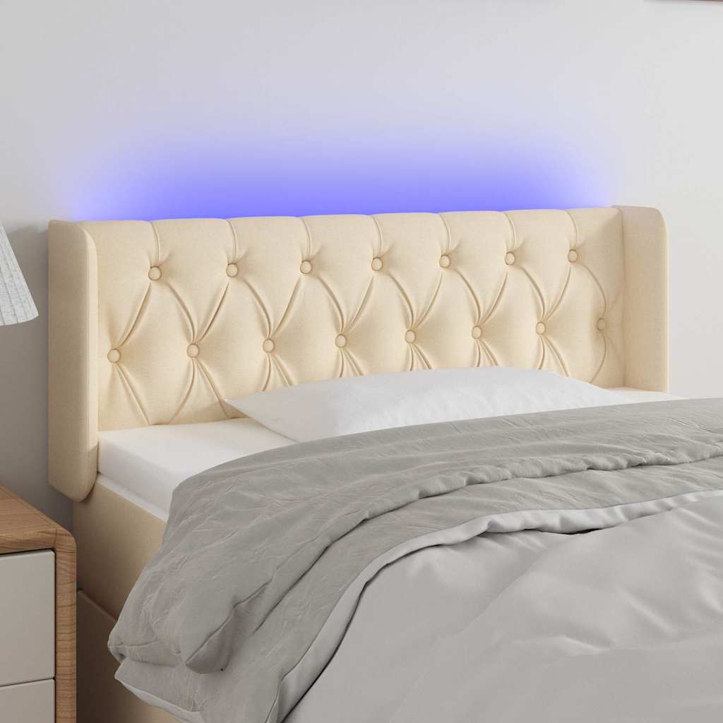 Testiera a LED Crema 93x16x78/88 cm in Tessuto